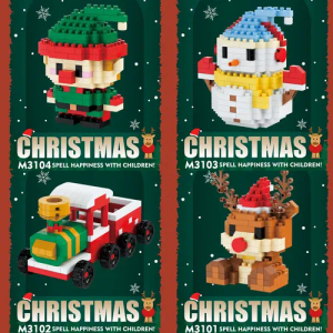 Christmas Building Blocks Decor Set Santa Tree Gift
