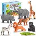 Learning Minds Set of 8 Jumbo Safari Animals Figures - Zoo Animals for Toddlers 1-3 - Jungle Animals Figures - Toy Animals for Kids Age 18 Months Plus - Animal Toys for Kids 1,2,3 Years Old