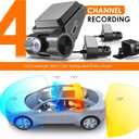 Quad-Channel Dash Cam 1080p Front, Rear, Cabin & Exterior Coverage | Wi-Fi | Optional GPS | 2" LCD | 170 Wide Angle | 24-Hour Parking Surveillance | Support Up to 256GB | 64GB Card Included