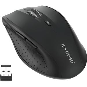 E-YOOSO Wireless Mouse for Laptop, Portable Optical Computer Mouse, 6 Buttons, Cordless 2.4GHz with USB Receiver, 5-Level 4800 DPI, 18 Months Battery Life, for PC, Chromebook, Windows, Mac(Black)
