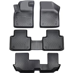 Floor Mats Compatible with 2018-2024 2025 Volkswagen Atlas & Volkswagen Atlas Across Sports (7 Seat Bench Seating), TPE All Weather Guard Custom Fit for Volkswagen Atlas Accessories(3 Row)