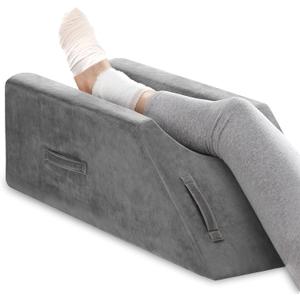 UBBCARE Leg Elevation Pillow for Leg/Knee Surgery Recovery, Memory Foam Leg Pillow with Velvet Washable Cover, Small Grey (Small Grey(25.5"9.4"7.5"))