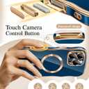 GVIEWIN for iPhone 16 Pro Case Compatible with MagSafe, Upgraded [Full Camera Protection][Cute Wave Frame][Military Grade Protection] Electroplated Soft Phone Cover for Women Girl, Blue