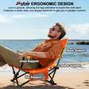 Joyfair Beach Camping Chair (2 Pack), Outdoor Folding Lawn Chair for Adults, Heavy Duty Portable Chair with Armrest for Outside Fishing, Sport, Patio, Cup Holder & Storage Pocket, Carry Bag (Orange), 27in x 23in x 26in