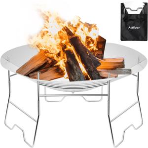 ActDoer Portable Camping Fire Pit - 17 inch Wood Burning Fire Pit with Storage Bag - Camping, Picnics, Backpacking, Outdoor Heating