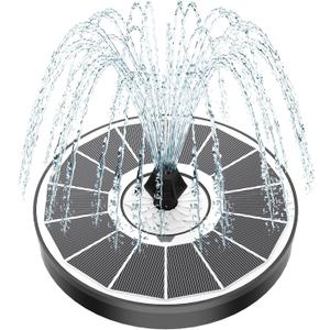 Solar Fountain White Flower, 3.5W Glass Bird Bath Fountains Solar Power No Battery with 4 Fixed Rods & 7 Nozzles, Solar Fountain Pump for Bird Bath, Pool, Garden, Outdoor, Pond
