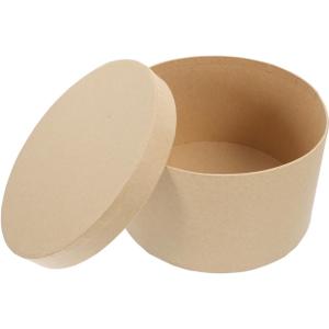 OUNONA Kraft Round Storage Box 6.5X6.5X6.5 Inches with Lid Multi-Functional Baking Storage Box for Cookies Candies Cakes Sweet Packaging and Perfume Wrapping