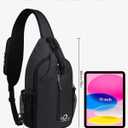 WATERFLY Crossbody Sling Backpack Sling Bag Travel Hiking Chest Bag Daypack (Black)