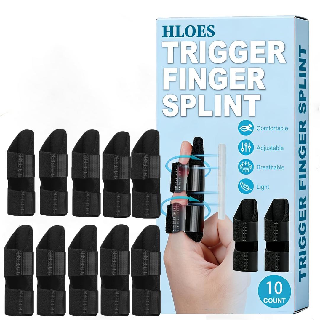 Trigger Finger Splint, Finger Braces Joint Stabilizer, Adjustable Mallet Splint and Hand Brace, Finger Straightener for Arthritis  Fits Thumb, Index, Middle, Ring and Pinky Finger (10)