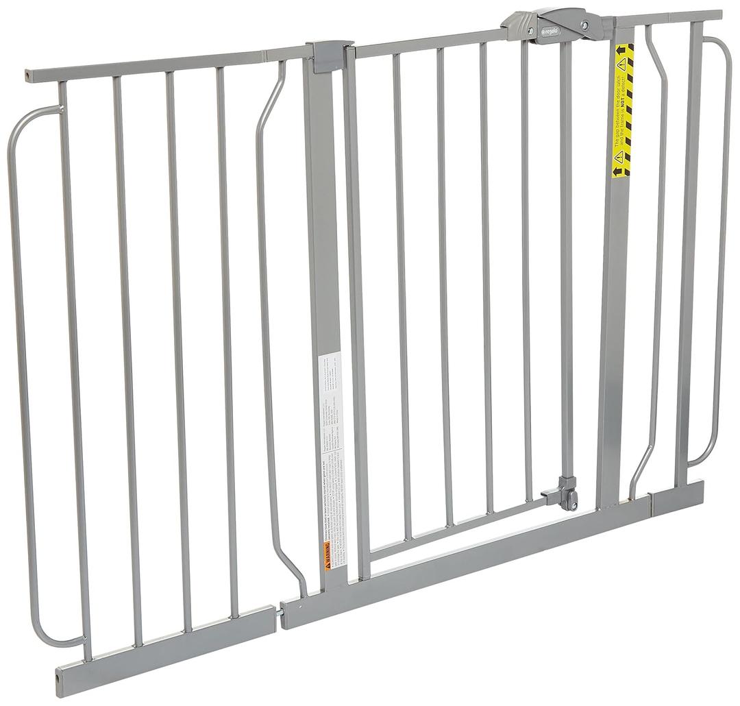 Regalo Easy Step 49-Inch Extra Wide Baby Gate, Includes 4-Inch and 12-Inch Extension Kit, 4 Pack of Pressure Mount Kit and 4 Pack of Wall Mount Kit, Platinum - Total Pack of 1 (29-49"W x 30"H, Platinum)