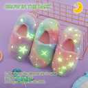 Kids Fuzzy Slippers Luminous Glow in the Dark for Boys Girls House Shoes Indoor (12-13 Little Kid, Green)