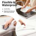 19.2inch(49cm) Silicone Sink Splash Guard, Sink Splash Guard with Suction Cup,Kitchen Sink Water Splash Guard, Kitchen Sink Splash Guard that Can Be Placed Behind (1, White)