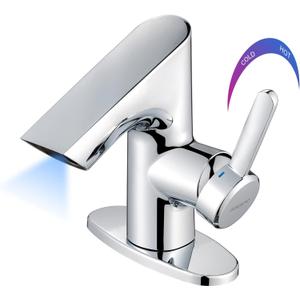 Touchless Smart Bathroom Faucet for 1 or 3 Holes, Adjusting Hot & Cold Temperature, Controlling Water Flow, Brushed Nickel, Chrome, Matte Black Sensor Automatic Faucet (29140 Chromed)