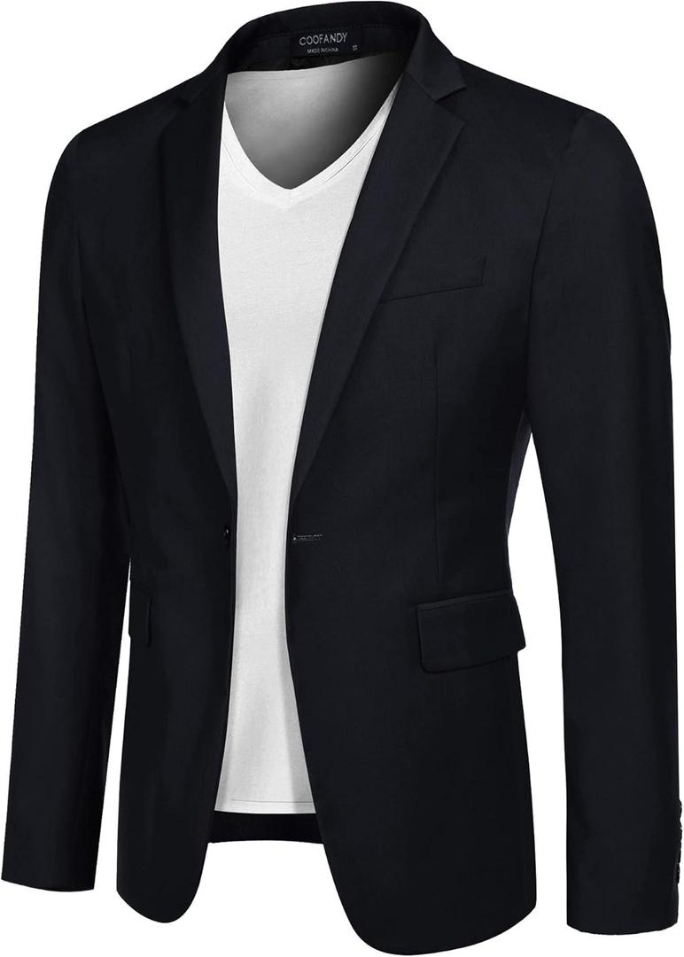 COOFANDY Mens Sport Coat Casual Blazer One Button Business Suit Jacket (3X-Large, Dark Blue)