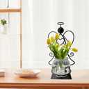 Angel Plant Terrarium with Metal Stand, Air Planter Bulb Glass Vase Metal for Hydroponics Home Garden Office Decoration-Plant Lover's Gift for Women (Angel)