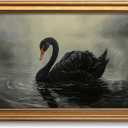 Vintage Gold Framed Wall Art Black Swan Pictures Dark Academia 12x16 Inch