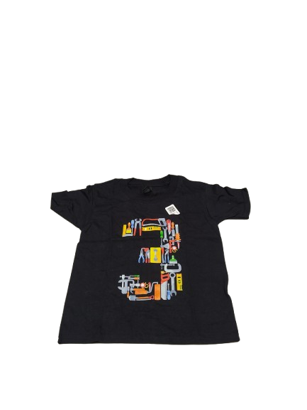 Kids black 3rd birthday tools shirt Size XS