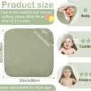 Peryiter 4 Pcs Muslin Hooded Baby Towels, 32"x 32" Cotton Newborn Bath Towel Muslin Infant Baby Blankets Absorbent Unisex Newborn Registry Gift Essentials for Girls Boys (Green, Gray, Beige)