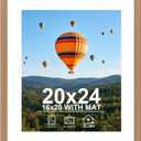 JCJMY 20x24 Picture Frame with 16x20 Mat, Display Photo 16x20 with Mat or 20 x 24 Without Mat, Wall Hanging Large 20 by 24 Poster Frame with Plexiglass, Rustic Brown