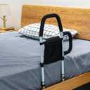 Bed Rails for Elderly Adults - Bed Assist Rail with Dual Grab Handles for Easily Getting in & Out of Bed, Bed Rail with Storage Pocket, fits King, Queen, Full, Twin, 300lbs (Black & Sliver(style One))