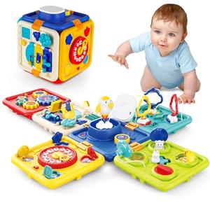 Busy Board for 1+ Year Old Girl & Boy Gifts, Montessori Toys for 1 2 3 4 Year Old Toddler, 6-in-1 Educational Early Development Toys for Toddlers 2-4, Christmas, Birthday Gift for 1-4 Year Old Kids