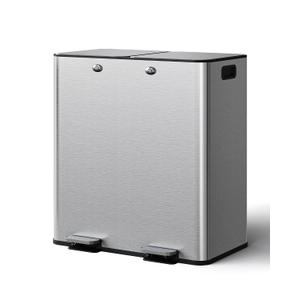 Garvee Dual Kitchen Trash Can 2x8 Gal Step Pedal Stainless Steel Silver
