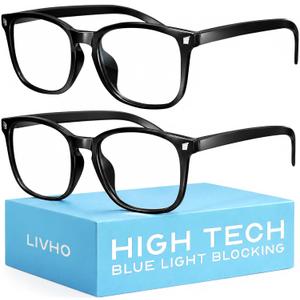 livho High Tech Blue Light Blocking Computer Glasses | Advanced Blue Light Blocking, Screen Fatigue Protection, UV Protection, Black