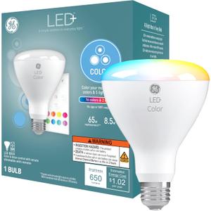 GE LED+ Color Changing LED Light Bulbs with Remote, 8.5W, No App or Wi-Fi Required, BR30 Indoor Floodlights (1 Pack)