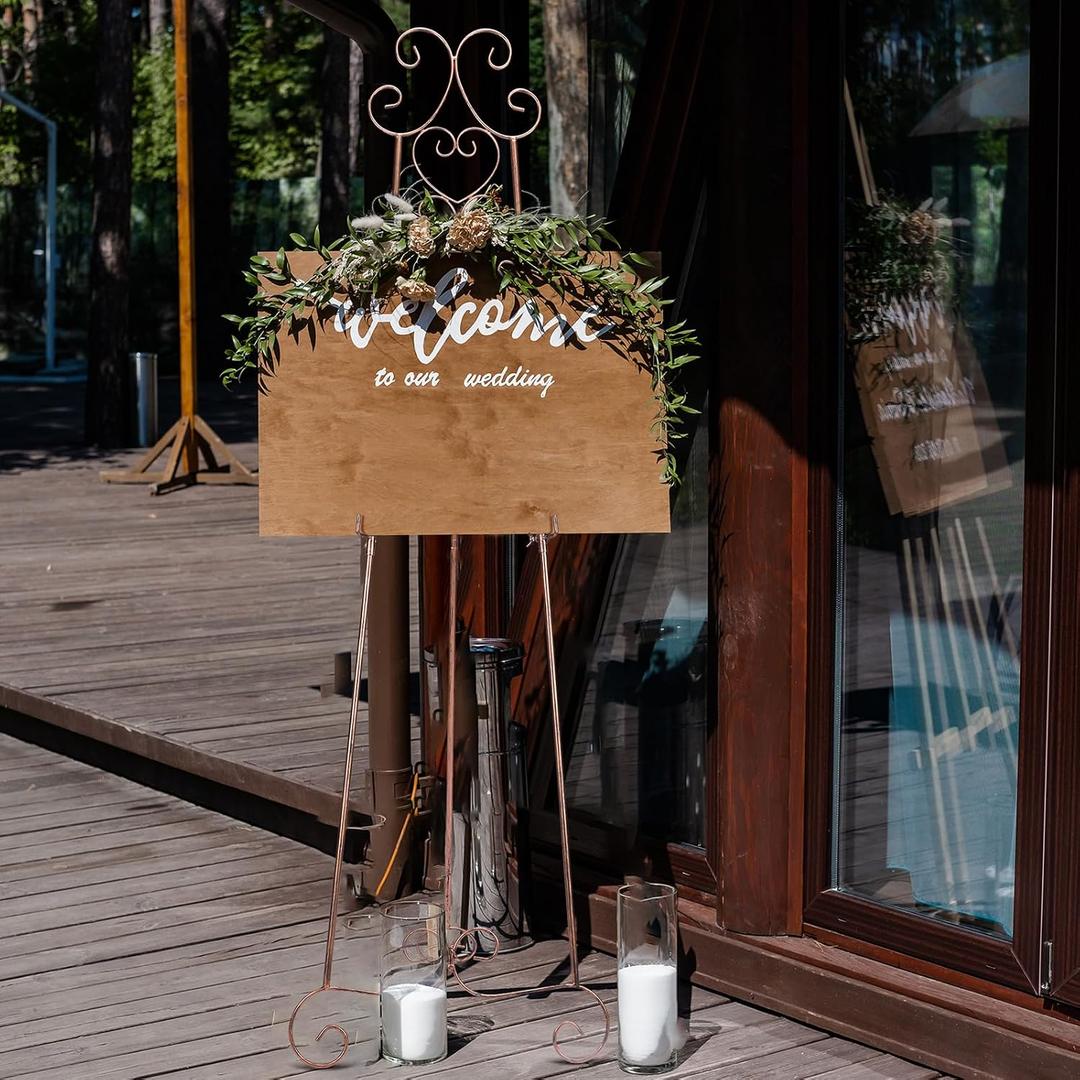 GlikCeil 57" H Bronze Metal Scroll Easel Stand for Display Wedding Sign Poster Adjustable Portable Art Easels Poster Easel with Chain Support for Showcasing Pictures Artwork Coffee Exhibition Canvas
