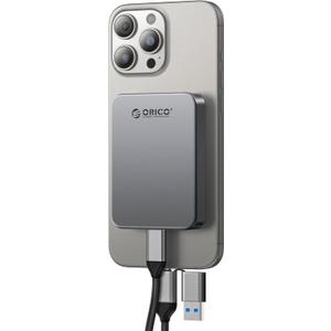 ORICO 512GB Magnetic Portable SSD, Metal Body, 4K 120 fps ProRes HDR Record and Store, Up to 460MB/s, USB C&A 2 in 1 Cable, External SSD Compatible with iPhone 16 Pro Max, Tablet, Computer - K5PLUS