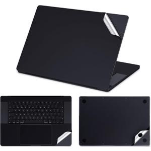 IMMOENUC 3-in-1 Laptop Sticker Decals for 2024-2023 MacBook Pro 16 inch A3186/A3403/A2991 M4 M3 Pro/Max Solid Colour Laptop Cover Top+Bottom Cover+Full Tray Skin for 2021 Pro 16 (A2780/A2485) Black
