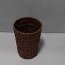 PINXIURY Wicker Waste Basket, Bathroom Trash Can, Small Round Trash Basket, Handwoven Trash Can Rubbish Basket for Bathroom, Bedroom, Home and Offices (Coffee)