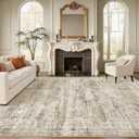 Soalmost Washable Area Rug 8x12, Large Soft Rugs for Living Room Vintage Brown Carpet 8x12 Area Rugs for Bedroom Dining Room Non-Slip Stain Resistant Under Table Rug