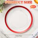 Tanlade 100 Pcs Clear Red Plastic Plates Bulk 7.5 Inch Disposable Heavy Duty Dinner Plates with Rim Round Salad Dessert Appetizer Dinnerware for Wedding Birthday Party Supplies
