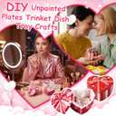Zubebe 6 Set Ceramic Hearts to Paint Jewelry Tray Kit with Lid Ready to Paint Ceramics Ring Dish Holder DIY Unpainted Plate Trinket Dish Tray DIY Gift for Women Adult Wedding Valentine Christmas