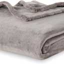 Berkshire Blanket Classic VelvetLoft Solid Bed Blanket Queen Size,Lightweight Soft Fuzzy Plush Blanket for Bed and Couch,Charcoal Gray,90x90 Inches