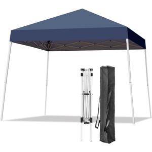 Canopy Tent, 10X10 FT Pop Up Canopy Outdoor Instant Tent Slant Legs with Carrying Bag, Portable Gazebo Shelter for Patio Deck Garden and Beach - 8X8 FT Canopy Cover (Dark Blue)