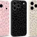 3 Pack Cute Cheetah Print for iPhone 17 Pro 6.3" Phone Case, Leopard Pattern Aesthetic Design Cases Soft Silicone Slim TPU Shockproof Protective Fundas for Women Girls
