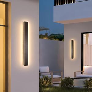 AioTio Modern Outdoor Wall Light for House,2pack 23.6inch Black LED Exterior Wall Sconces Lighting Fixtures, Outdoor Porch Light Fixture 3000K Long Linear Wall Light Outside Lighting for Patio, 2PC-2'' Wide-23.6in