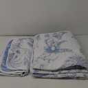 Flysheep Reversible Quilt Set Full Queen Size, 3 Pieces White Blue Botanical Floral Printed Summer Bedding Set, Soft Microfiber Lightweight Bedspread/Coverlet for All Season - 92"x90"