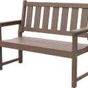 HDPE Memorial Bench – 50'' Weatherproof Durable Outdoor Bench, 2-Person Park Bench, Easy to Move, Multi-Purpose Design Ideal for Porch, Patio, Church, and School (Brown)