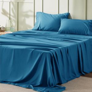 Bedsure King Size Sheets Set - 4 Pieces Soft King Sheets - Breathable & Cooling - Hotel Luxury - Easy Care Polyester Microfiber Bedding for Women, Men, Teal Blue