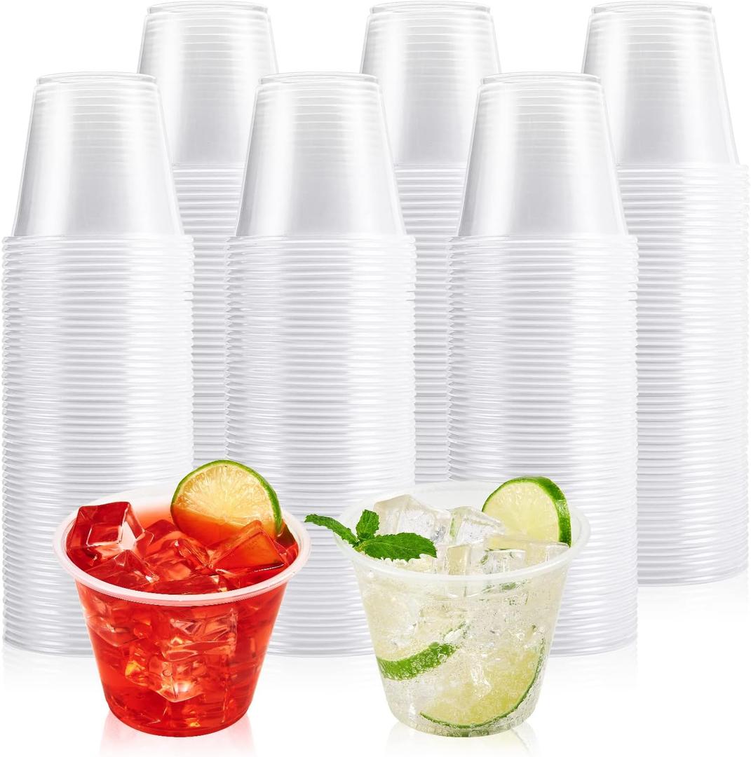 Lilymicky 600 Pack 9 oz Disposable Clear Plastic Cups, 9 Ounce Party Cups for Cocktail, Parties, Picnics, and Events