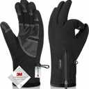 Balhvit -10℉ Waterproof Winter Gloves for Men & Women, 5-Layer Ski & Snow Gloves for Cold Weather, Breathable Warm Gloves with Touch Screen Fingers (M, Black)