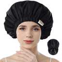 Years calm Reusable Waterproof Shower Caps for Women, Hair Caps for Showers, Double-Layer Elastic Design, for All Hairstyles, Travel-Friendly (black)