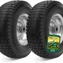 13x5.00-6 Flat Free Tire and Wheel Assemblies (2 Pack),13 x 5 x 6 Solid Rubbe Tires and Wheel for Riding Lawn Mower - With 3/4" Bushings (Extra 5/8" Bushings) and 3" Centered Hub (Gray)