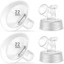 2 Packs 22mm Flange Set, Updated Soft Rim Shield and Wide Mouth Base Connector Pump Parts for Spectra S2 Spectra S1 9 Plus Breastpumps Accessories, 106 Degree Wider Opening Angel