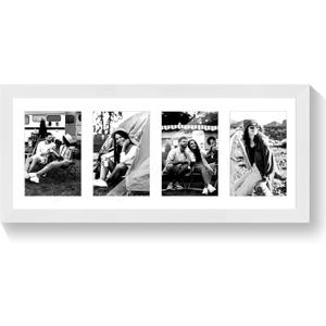 8x20 Oak Wood Picture Frame - 8x20 Photo Frame with Mat Display 4Pcs 4x6 Photos, 4x6 Picture Frame Wood, Natural Solid Wooden Picture Frames for Wall Art Photo and Prints(1 Pack, White)