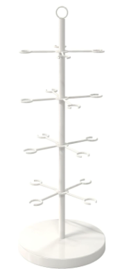 ikare 1PCS Cocktail Tree Stand, Metal 4 Tire Drink Tower for Parties, 16 Holders Champagne Tower, Wine Glass Display Stand for Champagne, Cocktails, Martini, Margarita Cups (White)