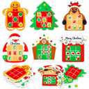 Whaline 24 Packs Christmas Tic Tac Toe Board Games Xmas Funny Cartoon Felt Strategic Board Game for Holiday Party Favors Educational Toys Classroom Reward
